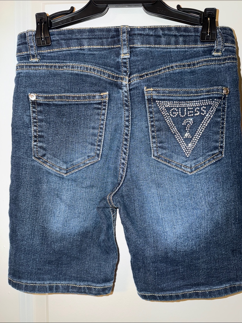 Guess Dark Blue Denim Shorts with Rhinestone Logo
